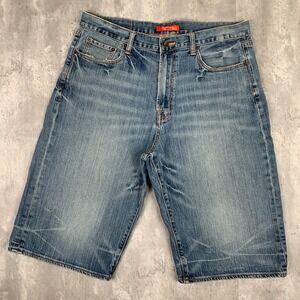 Vintage Ed Hardy Jean Shorts Mens 36 Blue Denim Baggy Embroidered Logo Y2K